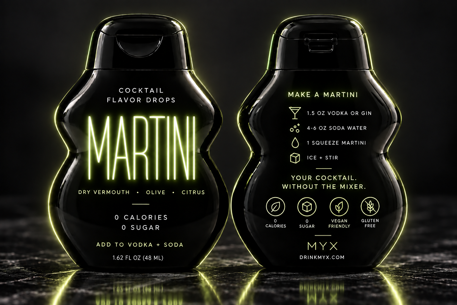 MYX MARTINI cocktail flavor drops, front and back
