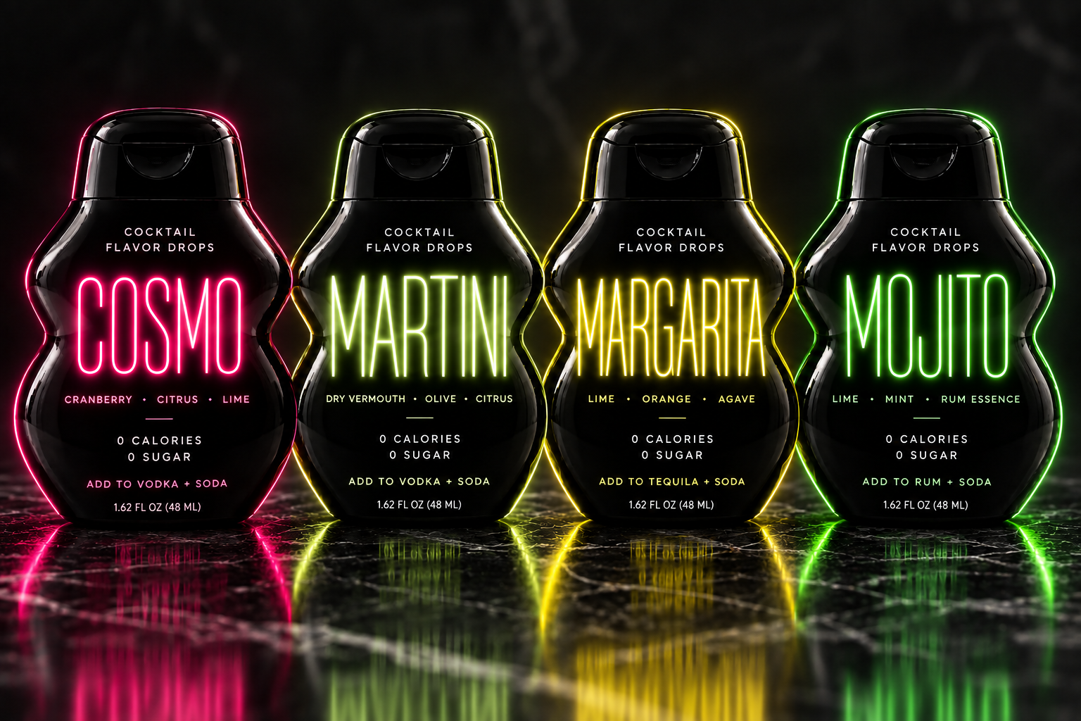 MYX flavor pack: Cosmo, Martini, Margarita and Mojito bottles